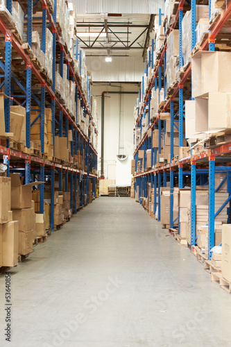 Photo: Interior Of Warehouse With Goods On Shelves Interior Of Warehouse With Goods On Shelves