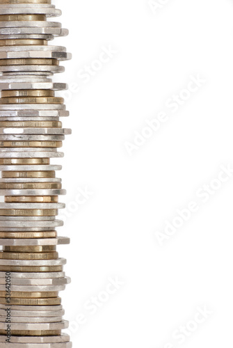 Photo: Coin tower of Australian money as a border Coin tower of Australian money as a border