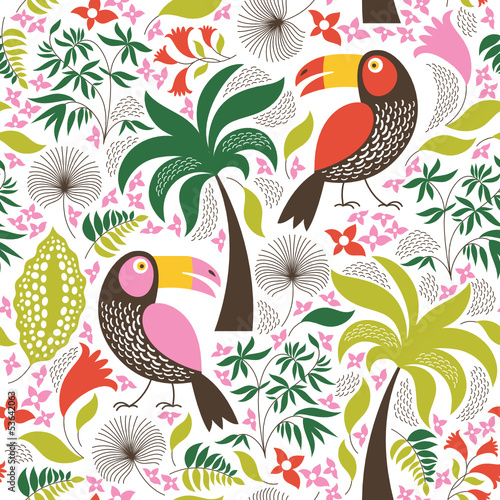  seamless floral background with birds