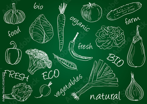 Vector: Vegetables doodles - school board Vegetables doodles - school board