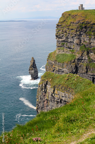 Photo: Cliffs of Moher with tower Cliffs of Moher with tower