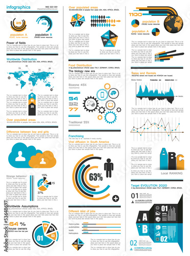 Vector: Infographic elements - set of paper tags, technology icons... Infographic elements - set of paper tags, technology icons...