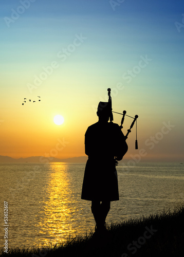 Illustration: man plays the bagpipes man plays the bagpipes