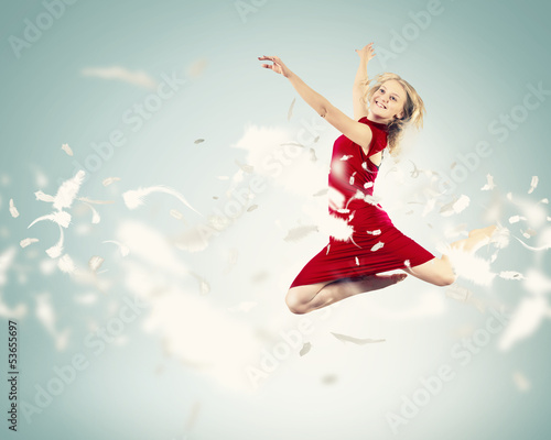 Photo: Young girl floating Young girl floating