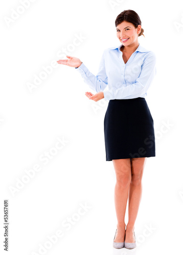 Photo: Welcoming business woman Welcoming business woman