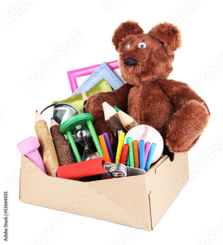Photo: Personal property in carton isolated on white Personal property in carton isolated on white