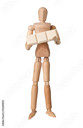 Photo: Figurine and text blocks with copyspace for a three letter word Figurine and text blocks with copyspace for a three letter word