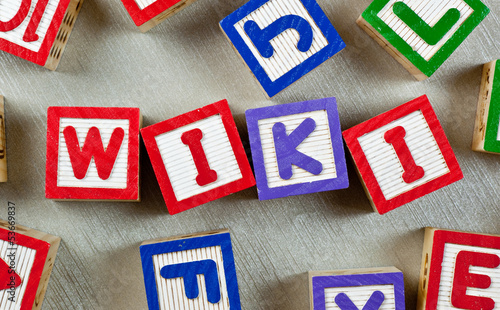 Photo: Wooden blocks forming the word WIKI in the center Wooden blocks forming the word WIKI in the center