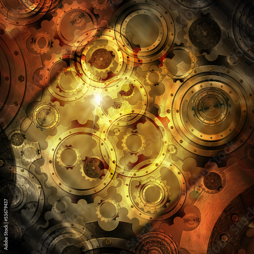 Illustration: Grunge Background with Gears Grunge Background with Gears