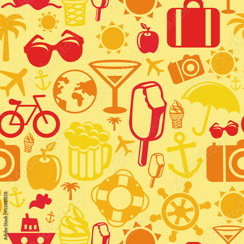 Vector: Vector seamless pattern with summer icons Vector seamless pattern with summer icons
