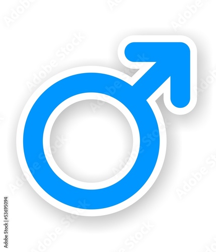 Illustration: sticker of blue male sex symbol sticker of blue male sex symbol