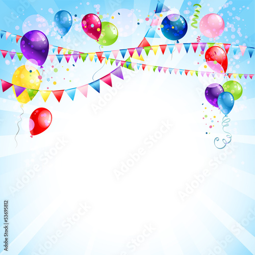 Vector: Blue holiday background with balloons Blue holiday background with balloons