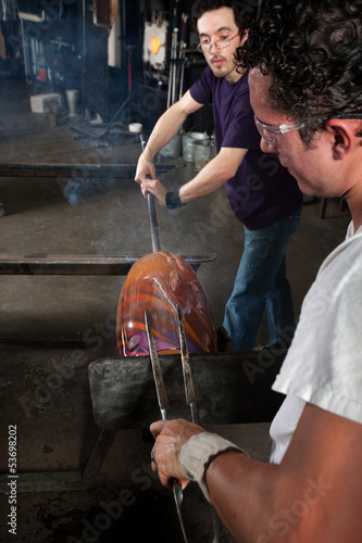 Photo: Glass Worker with Tongs Glass Worker with Tongs
