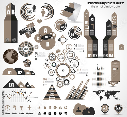 Vector: Infographic elements - set of paper tags, icons... Infographic elements - set of paper tags, icons...