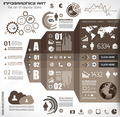 Vector: Infographic elements - set of paper tags, icons... Infographic elements - set of paper tags, icons...