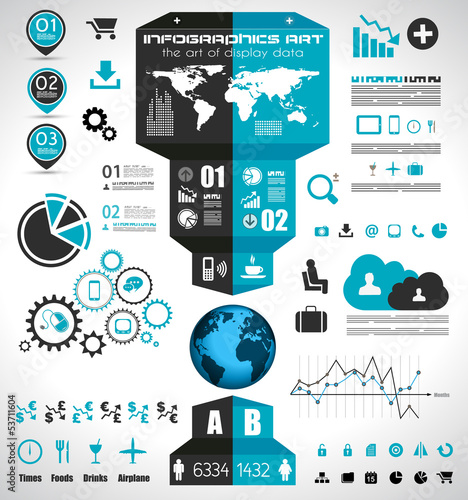 Vector: Infographic elements - set of paper tags, icons... Infographic elements - set of paper tags, icons...
