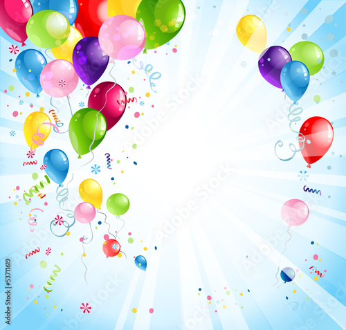 Vector: Bright holiday with balloons Bright holiday with balloons