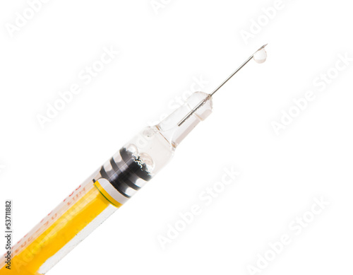 Photo: syringe with a vaccine syringe with a vaccine