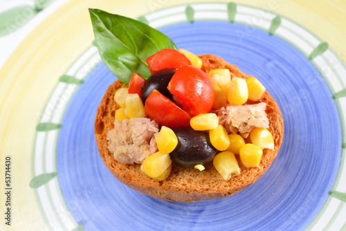 Photo: bruschetta tunny and corn bruschetta tunny and corn