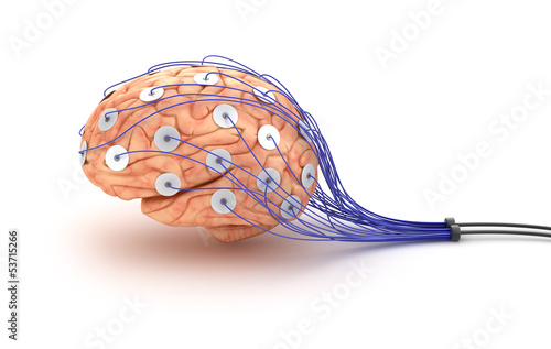 Illustration: Brain analysis. Polygraph test. Brain analysis. Polygraph test.