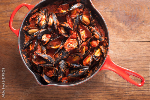Photo: Mussels on stirfried tomato sauce Mussels on stirfried tomato sauce