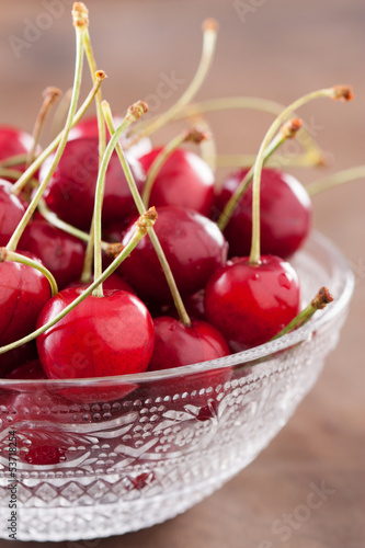 Photo: Fresh cherries on cute bowl Fresh cherries on cute bowl