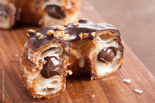Photo: Chocolate and almond croissant and doughnut mixture Chocolate and almond croissant and doughnut mixture