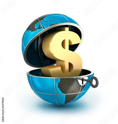 Illustration: Dollar sign and planet Dollar sign and planet