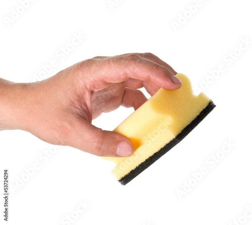 Photo: sponge in a hand sponge in a hand