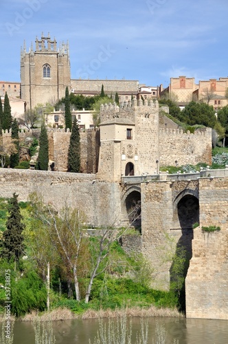 Photo: Medieval city Toledo, Spain with River Tajo and Bridge Medieval city Toledo, Spain with River Tajo and Bridge