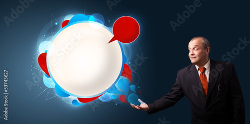 Photo: businessman presenting abstract modern copy space businessman presenting abstract modern copy space