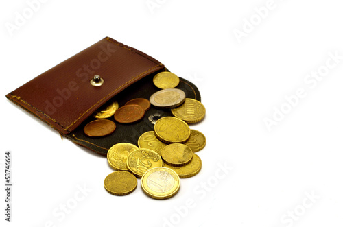 Photo: coins and purse coins and purse