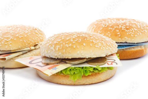 Photo: Burgers with Euro toppings and lettuce Burgers with Euro toppings and lettuce