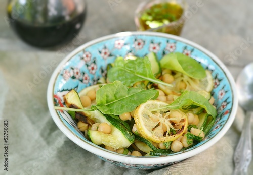 Photo: chickpeas and zucchini salad. chickpeas and zucchini salad.