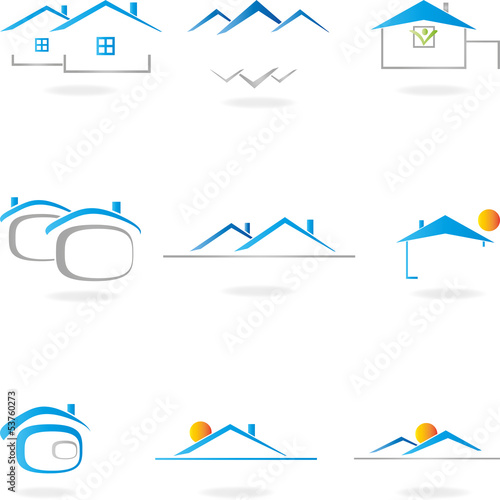 Vector: Immobilien, Haus, Dach, Architektur Immobilien, Haus, Dach, Architektur