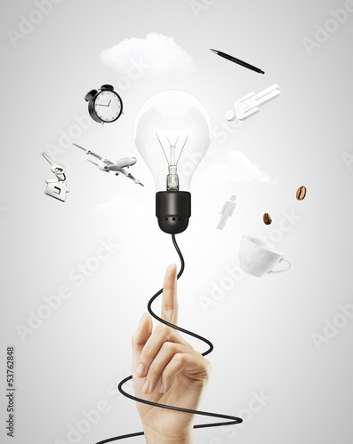 Photo: hand pointing on lamp hand pointing on lamp