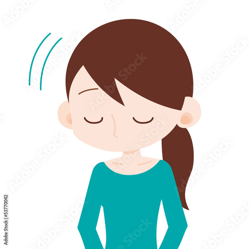 Illustration: 頭を下げる女性 上半身 頭を下げる女性 上半身