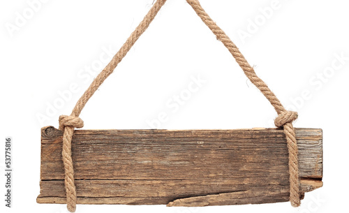 Photo: old wooden signboard isolated on a white old wooden signboard isolated on a white