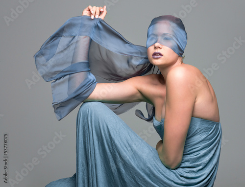 Photo: beauty shot with colorful lips and veil beauty shot with colorful lips and veil