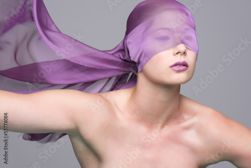 Photo: beauty shot with colorful lips and veil beauty shot with colorful lips and veil