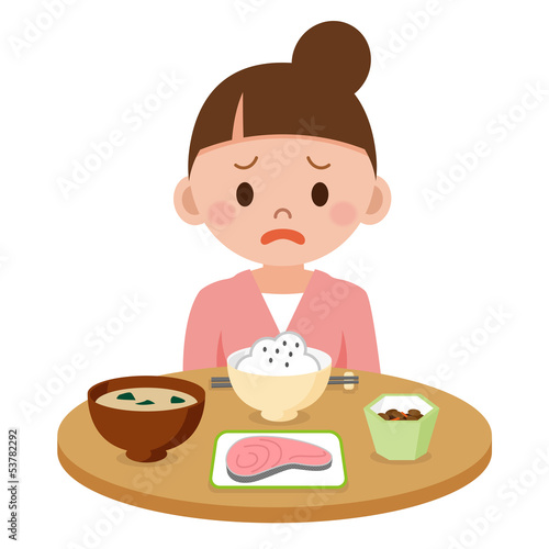 Illustration: 食欲不振の若い女性 食欲不振の若い女性