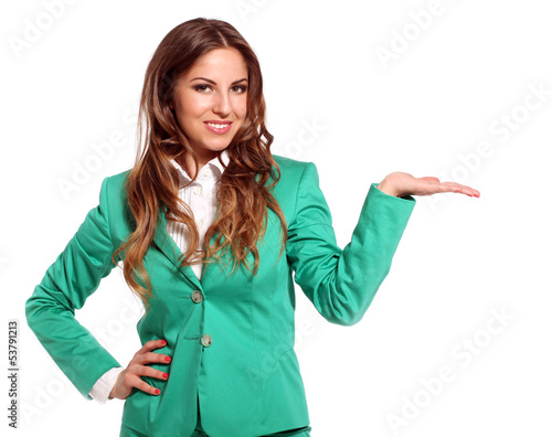 Photo: Young beautiful woman in bright suit Young beautiful woman in bright suit