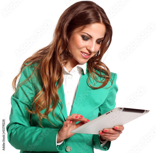 Photo: Young beautiful woman in bright suit Young beautiful woman in bright suit