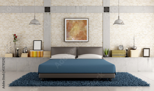 Illustration: Contemporary bedroom in a loft Contemporary bedroom in a loft