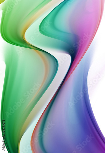 Illustration: Abstract green and blue waves on white background Abstract green and blue waves on white background
