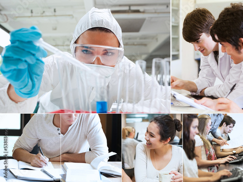 Photo: Montage with students doing chemistry Montage with students doing chemistry