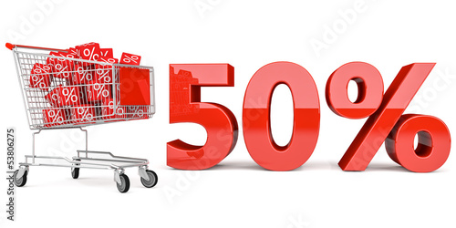 Illustration: 50% Einkaufswagen 50% Einkaufswagen