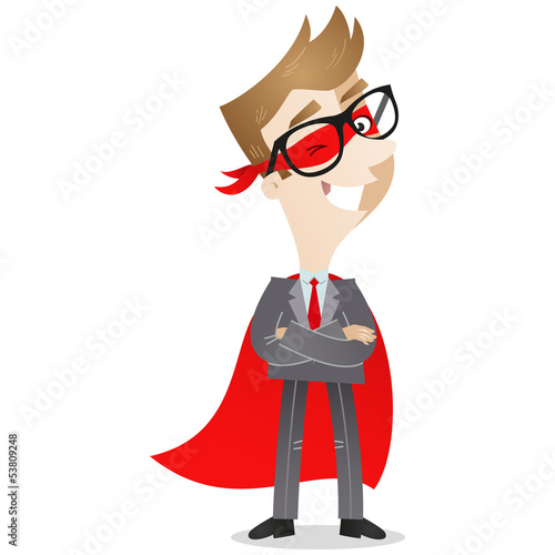 Vector: Businessman, Superhero, standing, smiling, arms folded Businessman, Superhero, standing, smiling, arms folded