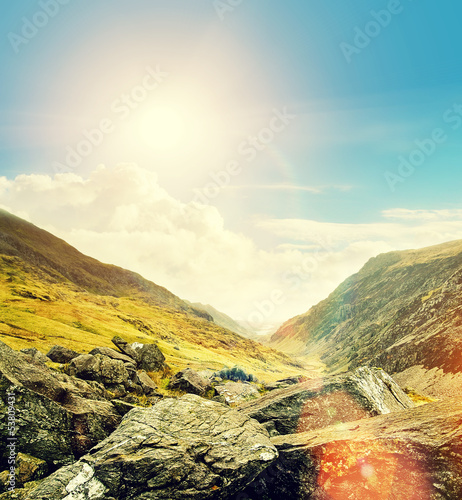 Photo: sunny mountain pass sunny mountain pass