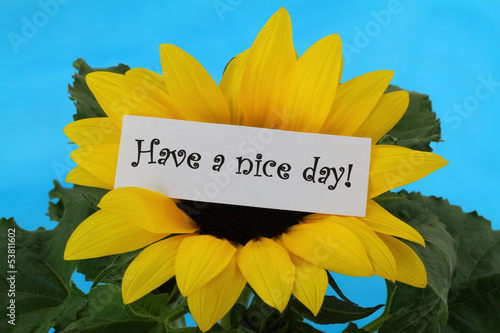 Photo: Have a nice day note on sunflower Have a nice day note on sunflower